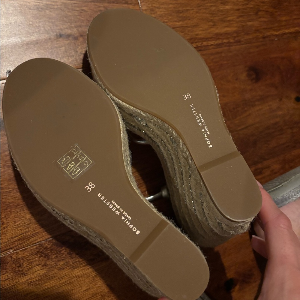 Sophia Webster Metallic Silver Wedge Nappa Sandals - Picture 5 of 6